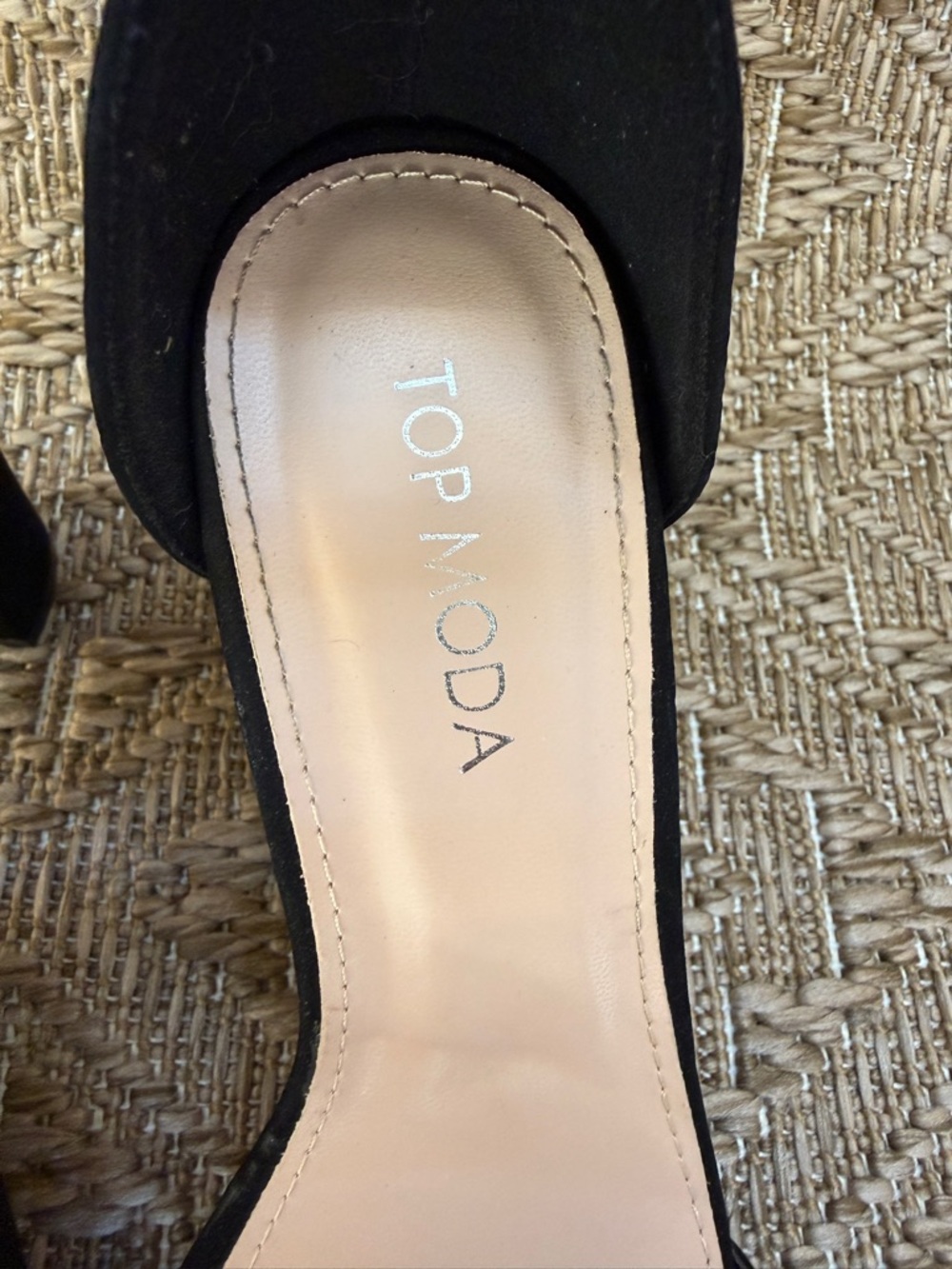TOP Moda Black Suede Ankle-Strap Block Heel Sandals size 6 - Picture 3 of 8
